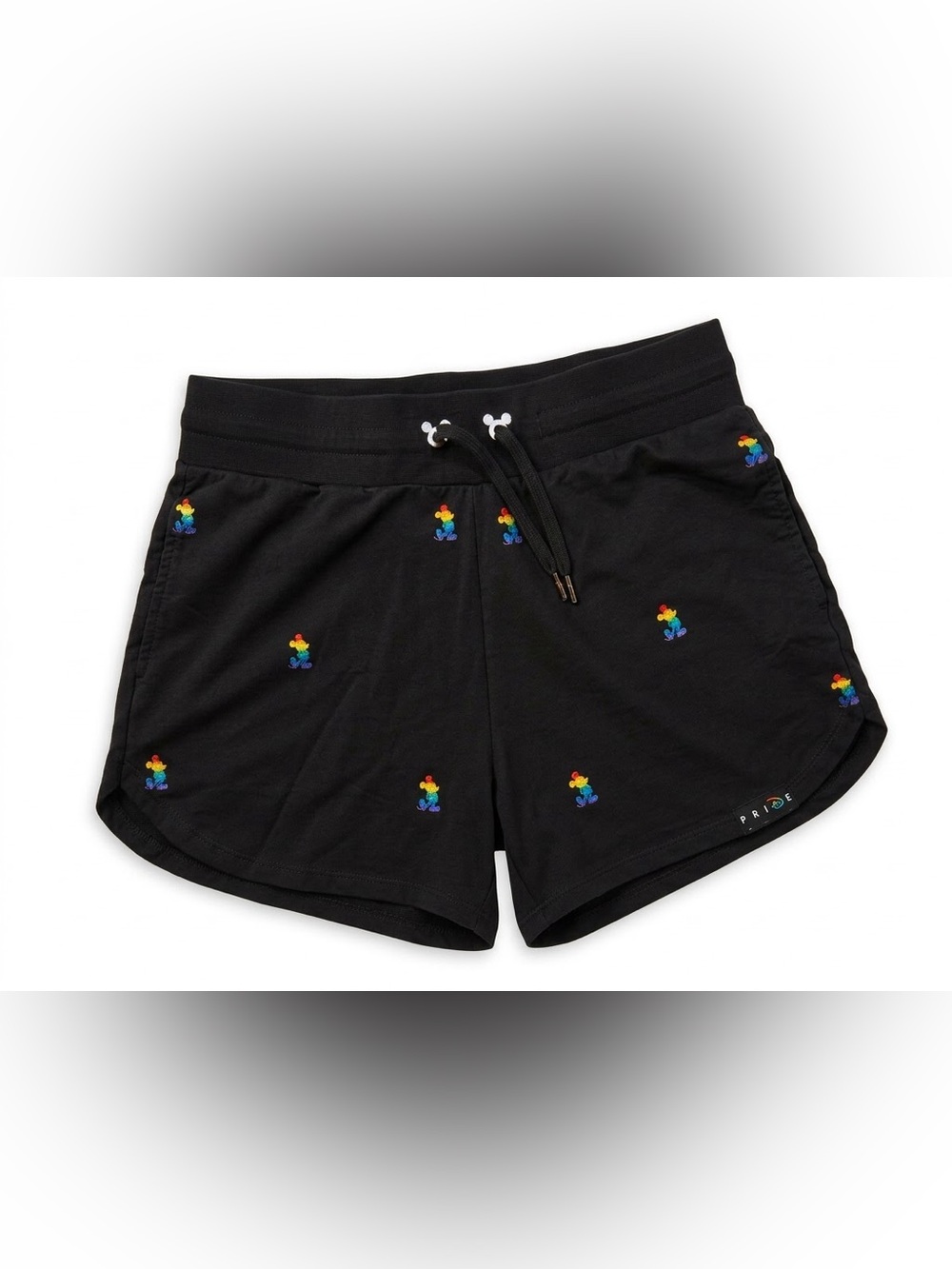 Disney Green Athletic Shorts with Rainbow Mickey Embroidery